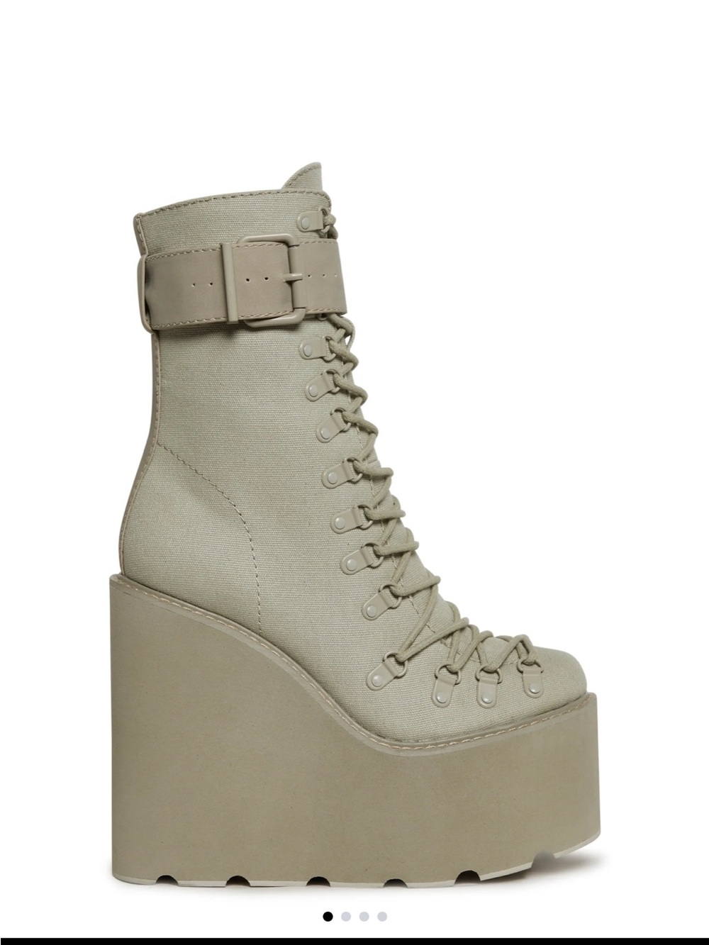 High Platform Lace-Up Ankle Boots in Light Taupe - Picture 2 of 2